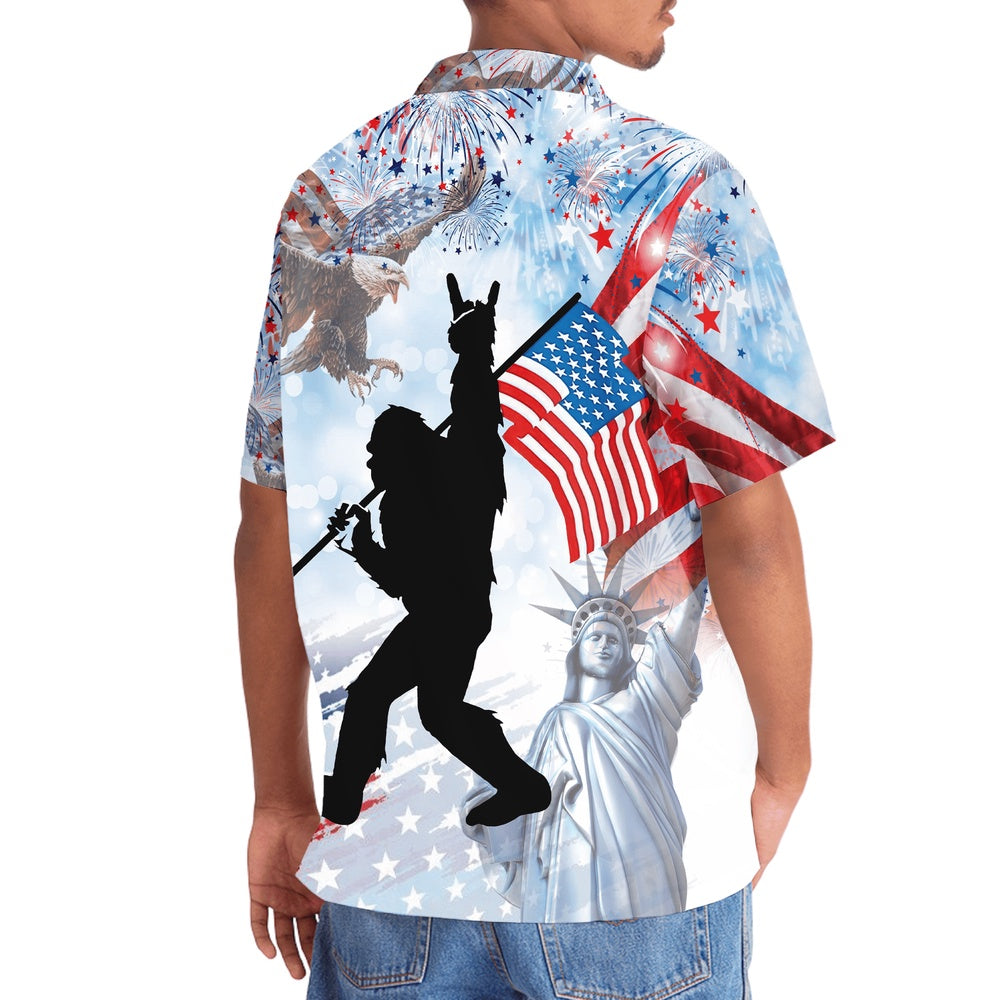 Bigfoot Usa Hawaiian Shirt, Funny Hawaiian Shirt, Cool Hawaiian Shirts, Best Hawaiian Shirts