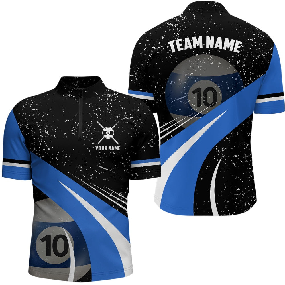 Billiard Polo Shirts, 10 Ball Pool Billiard Jerseys Grunge Style Custom Billiard Polo Shirts, 10 Ball Pool Shirts, Billiards Team Shirts