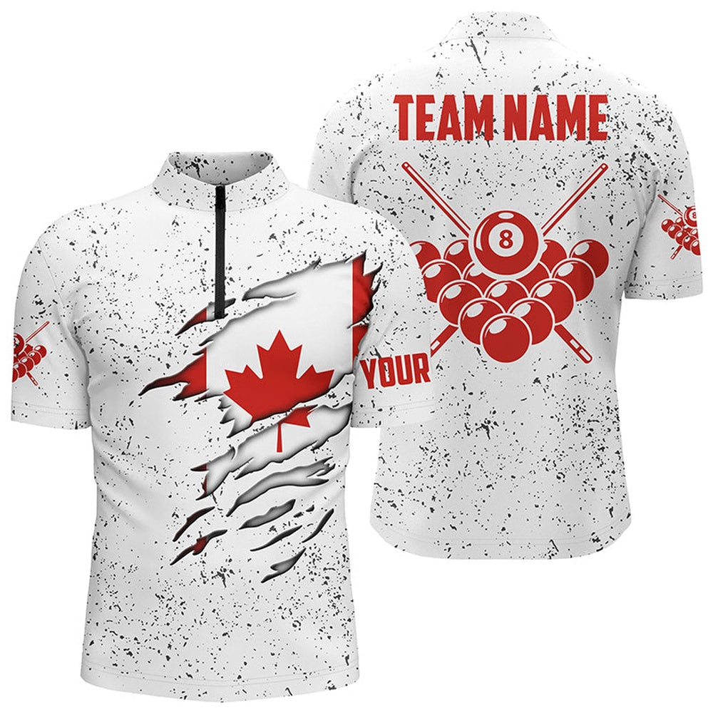 Billiard Polo Shirts, 8 Ball Pool Canadian Flag Personalized Billiard 'S Shirts Custom 8 Ball Pool Polo Shirts, Billiards Team Shirts