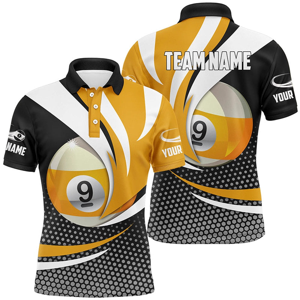 Billiard Polo Shirts, 9 Ball Billiard Custom Name Polo Shirts, Personalized Gifts For Billiard Team Player, Billiards Team Shirts
