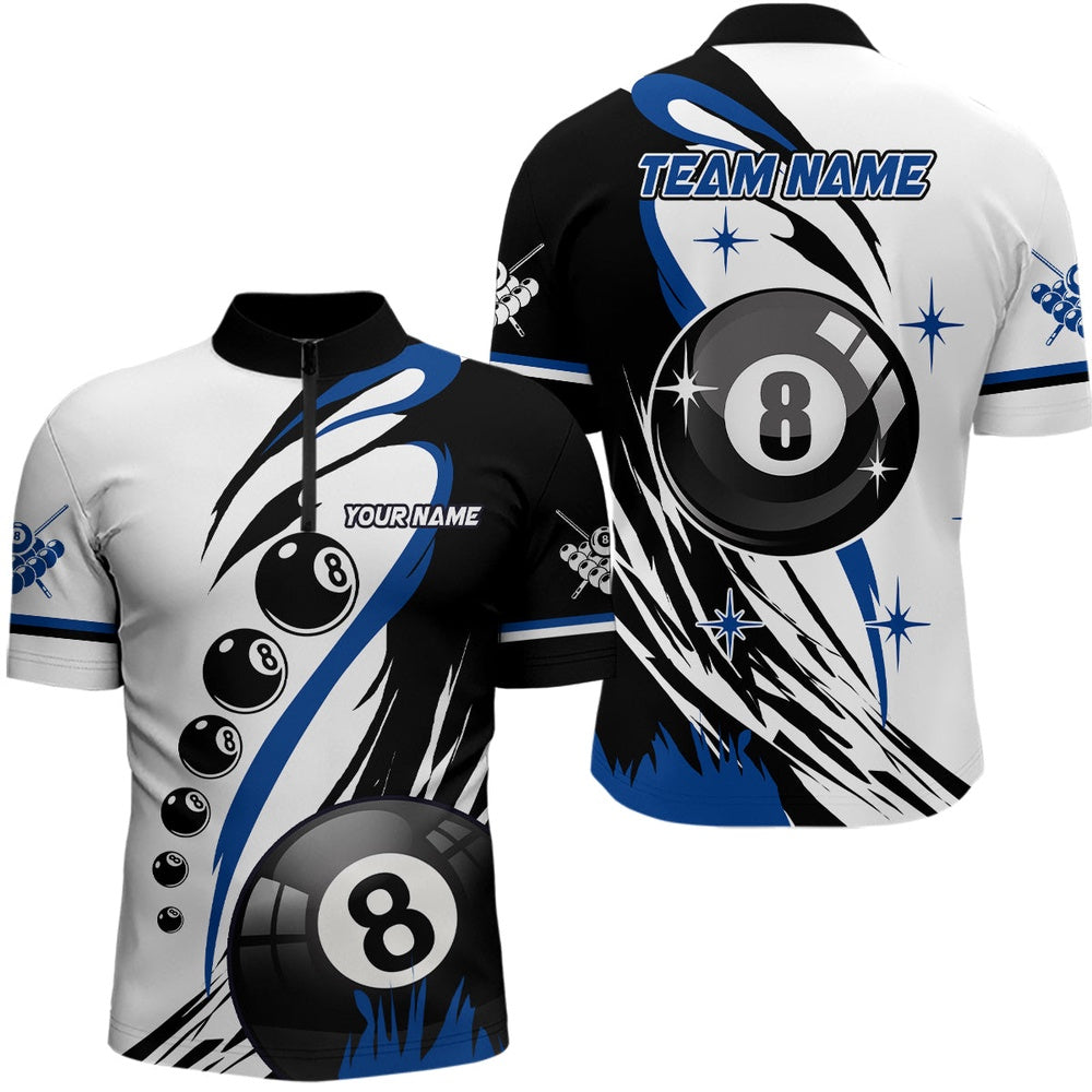 Billiard Polo Shirts, Blue Jerseys Billiard 8 Ball Pool Polo Shirts Best Custom Billiard Team Shirts, Billiards Team Shirts