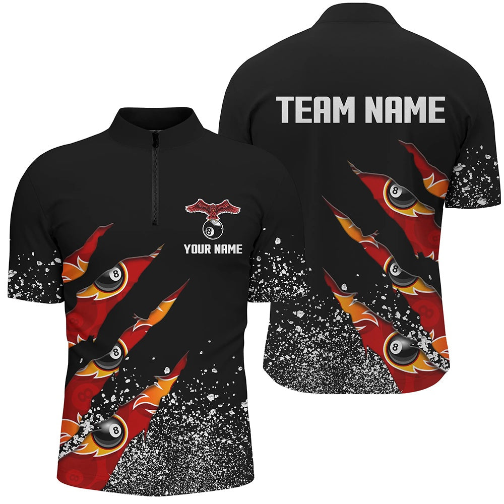 Billiard Polo Shirts, Custom Ball 8 Black Grunge Billiard Polo Shirts Best Custom Team Name Billiard Jerseys, Billiards Team Shirts