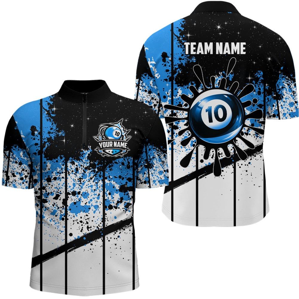 Billiard Polo Shirts, Custom Billiard 10 Ball Grunge Polo Shirts, 10 Ball Pool Billiard Attire Jersey, Billiards Team Shirts