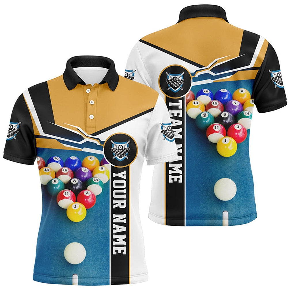 Billiard Polo Shirts, Custom Billiard Ball Polo Shirts, Personalized 3D Billiard Team Shirts For Pool Player, Billiards Team Shirts