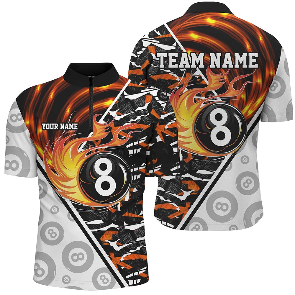 Billiard Polo Shirts, Custom Billiard Polo & Polo Shirts, 8 Ball Pool Fire Billiard Jersey Team Shirts, Billiards Team Shirts