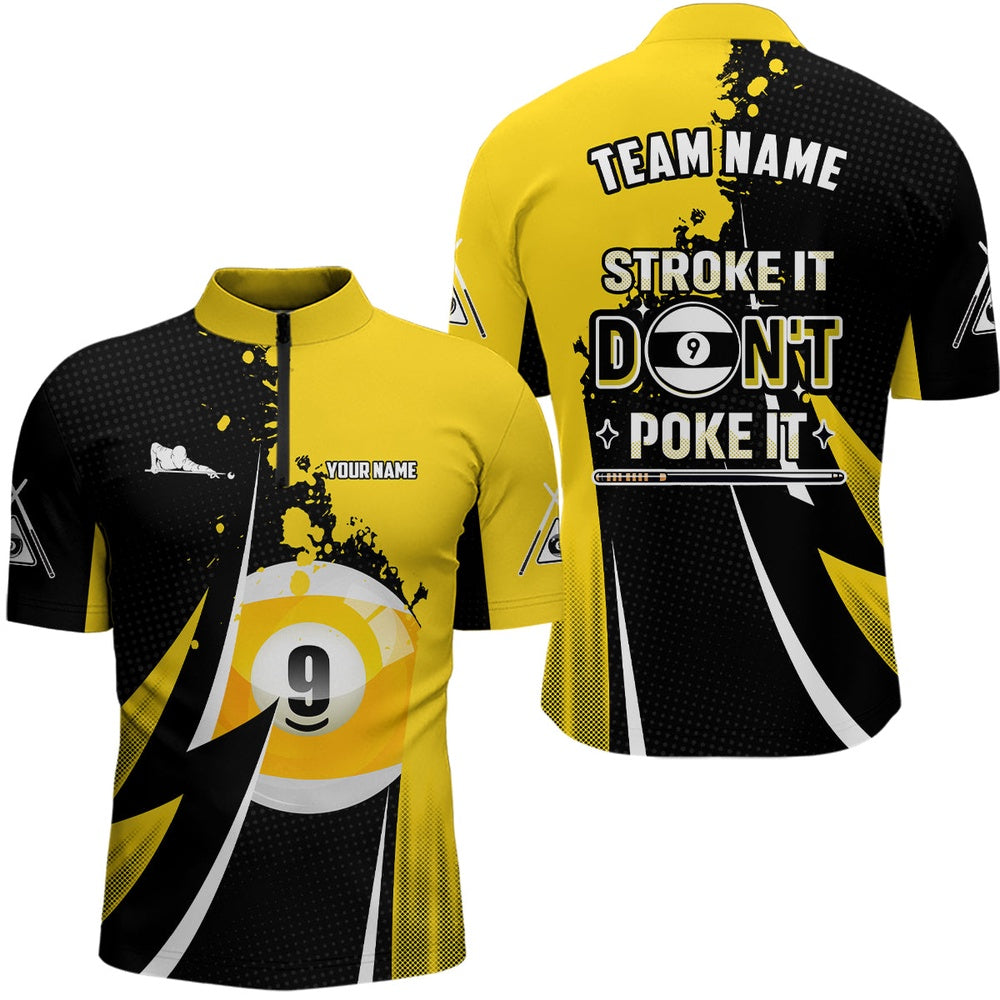 Billiard Polo Shirts, Funny Stroke It Don'T Poke It Polo Shirts Custom 9 Ball Pool Billiard Jerseys, Billiards Team Shirts