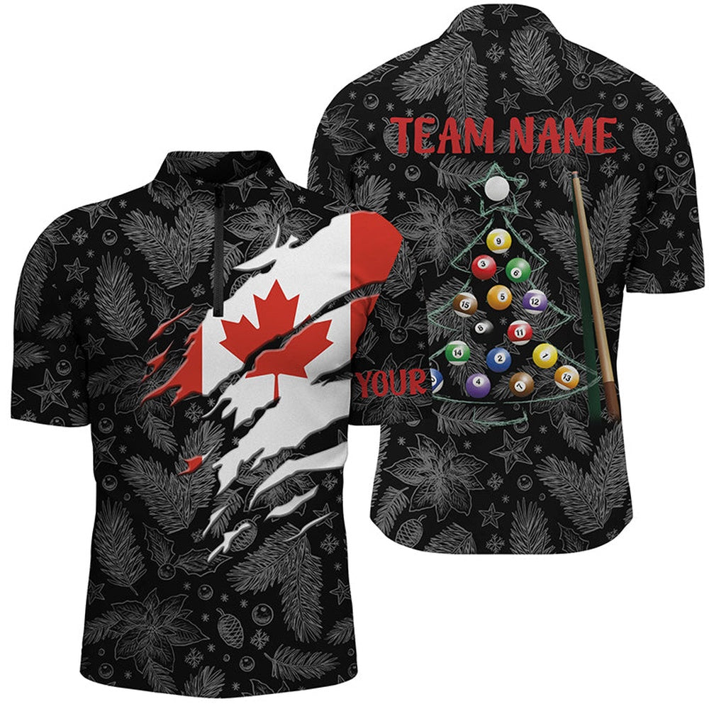 Billiard Polo Shirts, Merry Christmas Canadian Flag Billiard Polo Shirts Best Custom Patriotic Billiard Shirts, Billiards Team Shirts