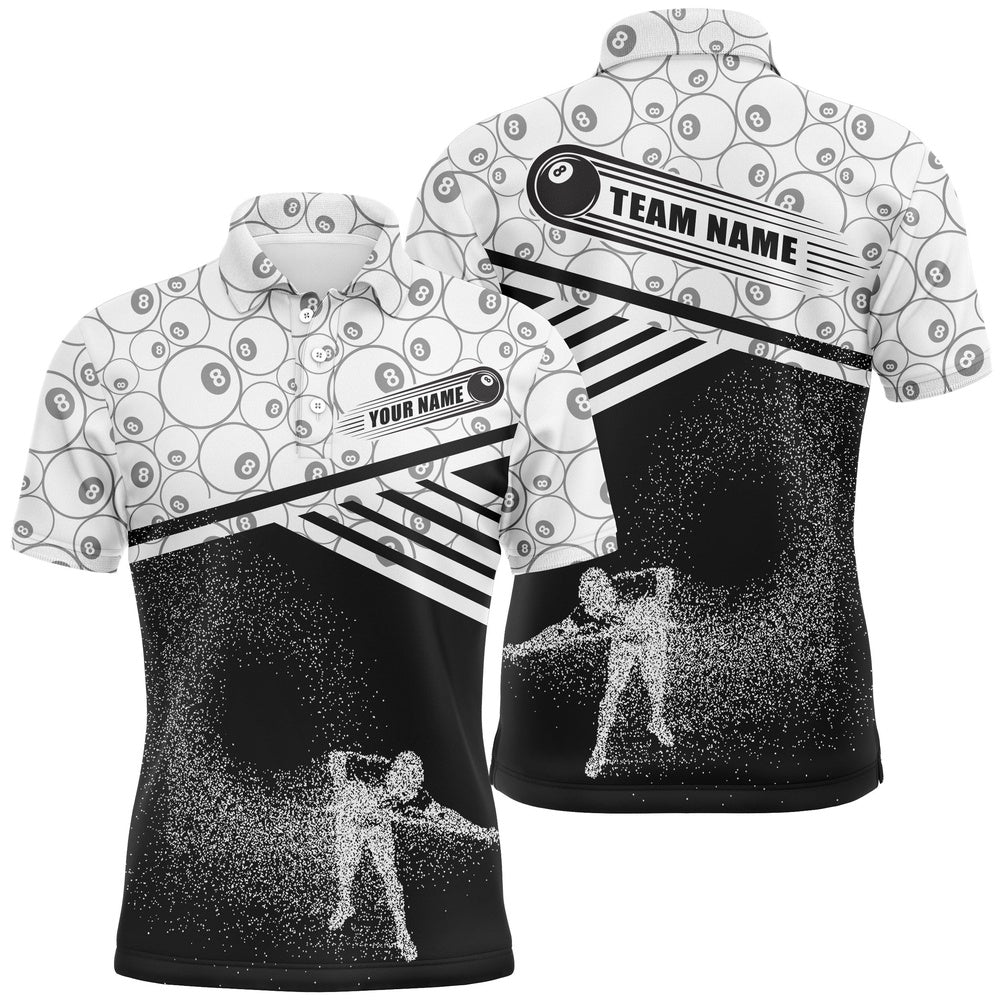 Billiard Polo Shirts, Personalized 3D Funny Billiards 8 Ball Pattern Polo Shirts, Custom Player Billiards Jerseys, Billiards Team Shirts