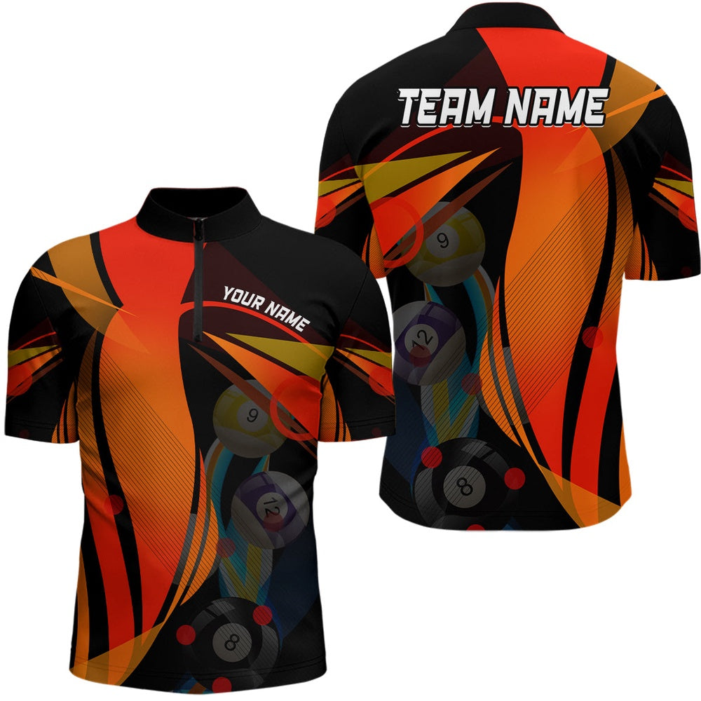Billiard Polo Shirts, Personalized 3D Orange Billiard Balls Polo Shirts Custom Billiard Pool League Shirts, Billiards Team Shirts