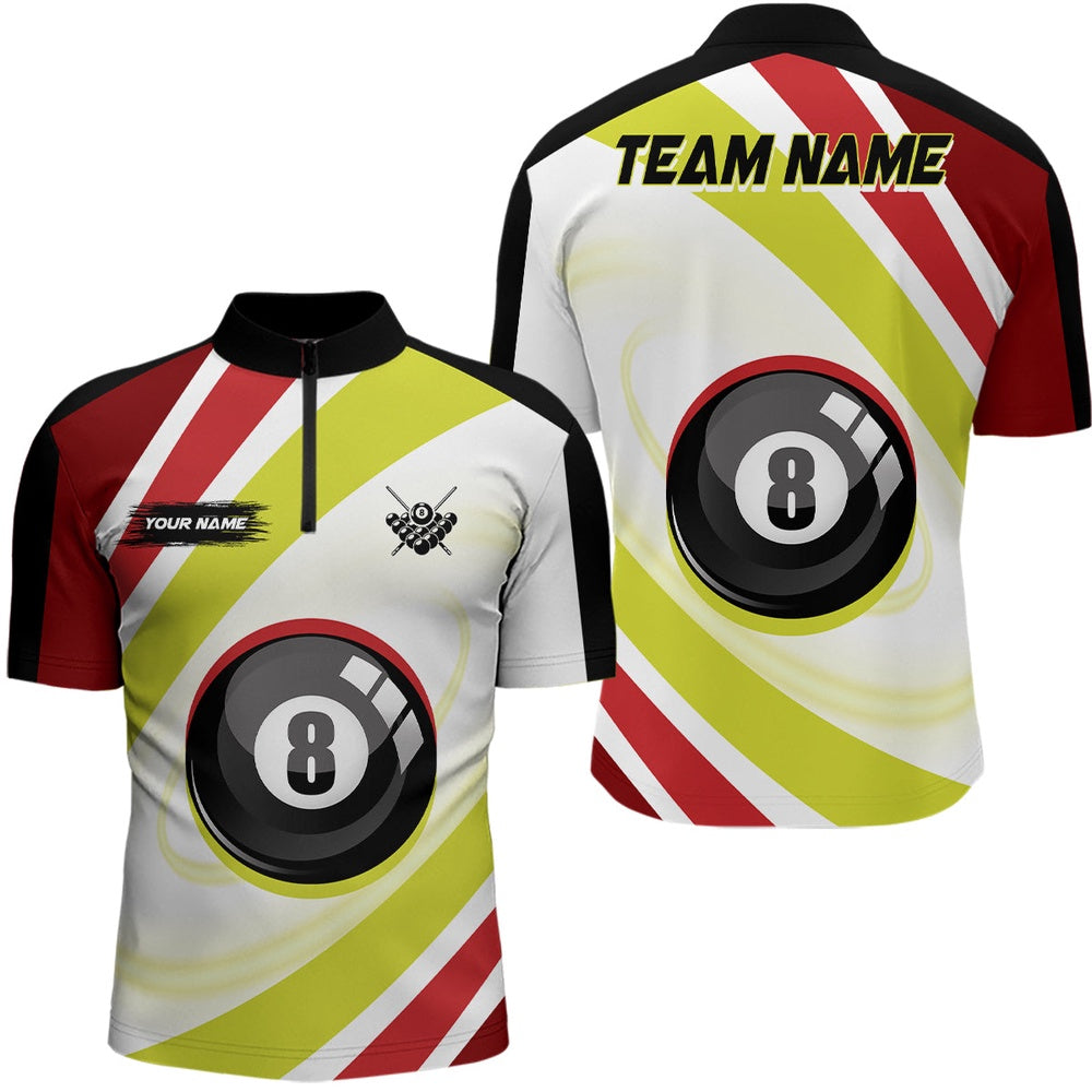 Billiard Polo Shirts, Personalized 8 Ball Pool Red Green Billiard Polo Shirts, Custom Billiard Balls Jerseys, Billiards Team Shirts