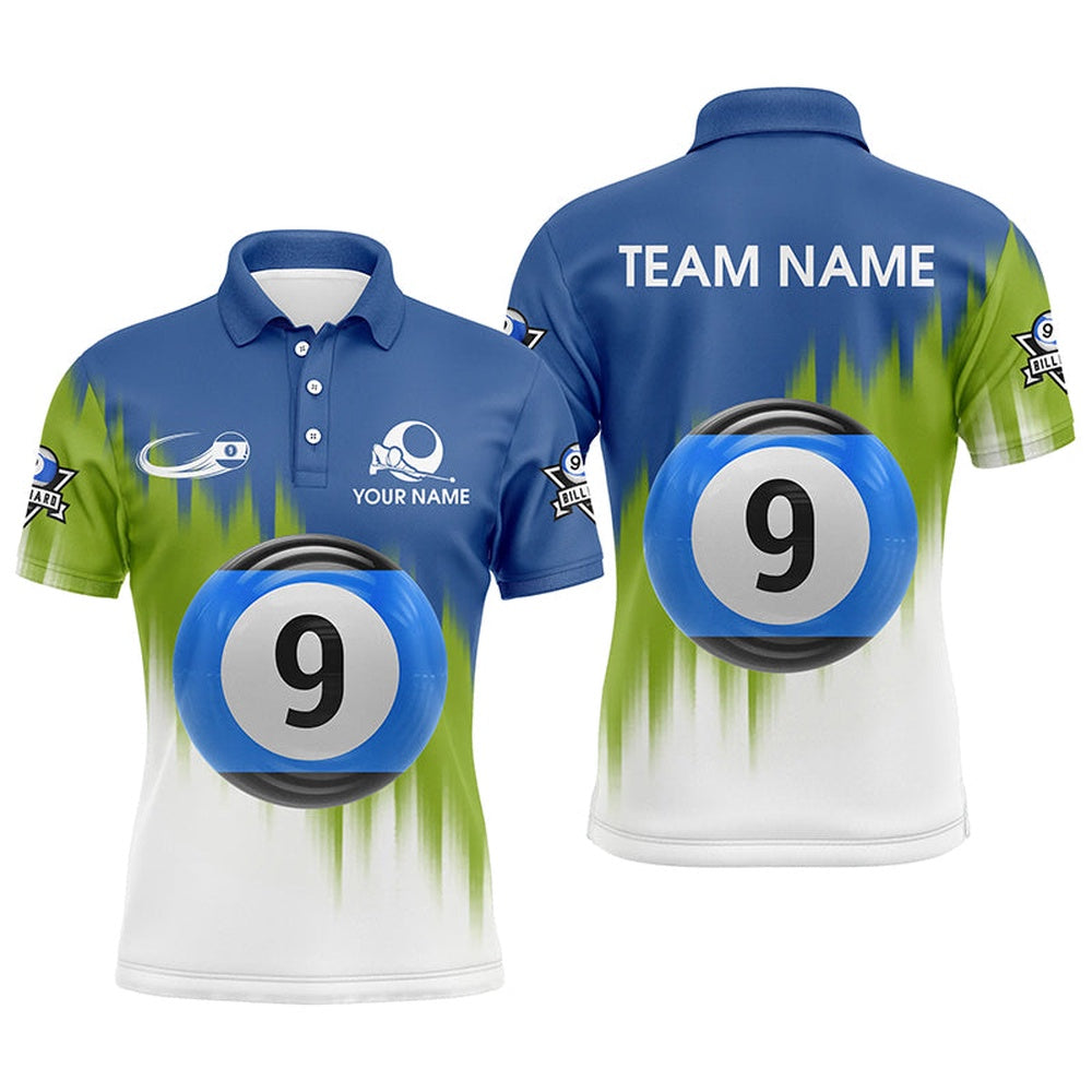 Billiard Polo Shirts, Personalized 9 Ball Pool Player Billiard Polo Shirts, Custom Billiards Jerseys, Billiards Team Shirts