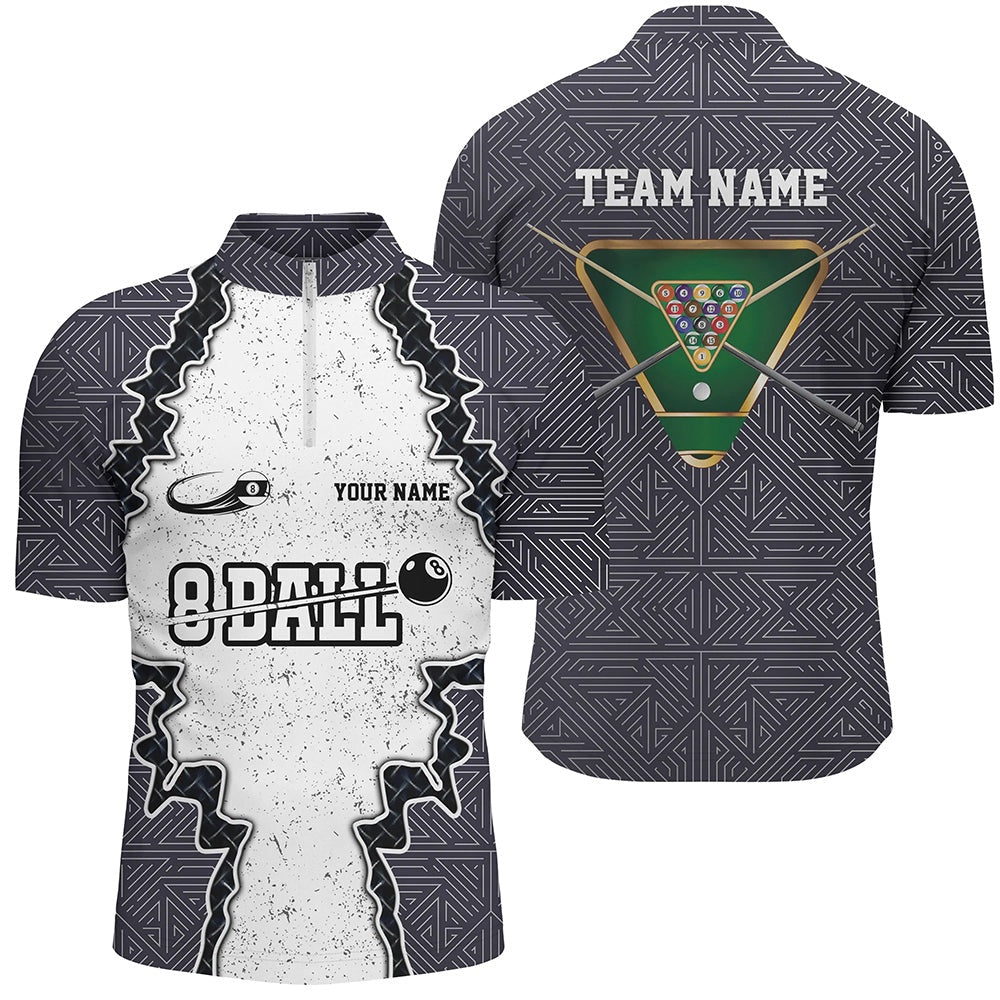 Billiard Polo Shirts, Personalized Armor 8 Ball Pool Billiard Polo Shirts Custom Name Funny 8 Ball Pool Team Shirts, Billiards Team Shirts