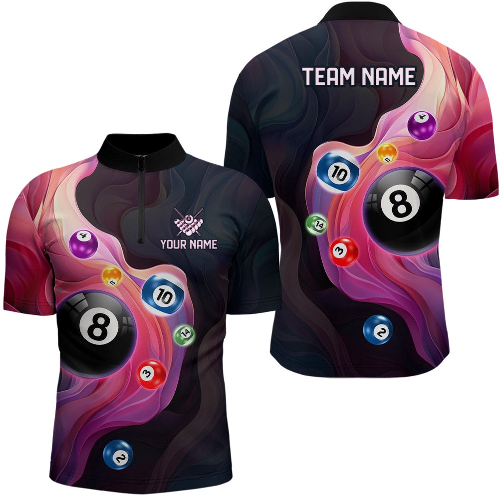 Billiard Polo Shirts, Personalized Ball Billiards Colorful Abstract Liquid Billiard Polo Shirts, Billiards Team Shirts