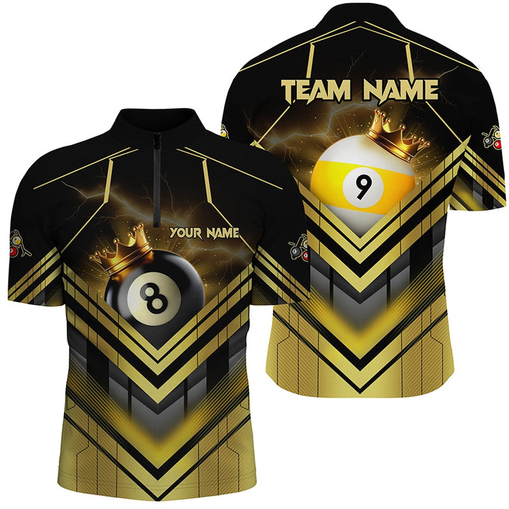 Billiard Polo Shirts, Personalized Billiard 8 Ball & 9 Ball Crown 3D Shirts, Best Billiard Team Jerseys Attire, Billiards Team Shirts