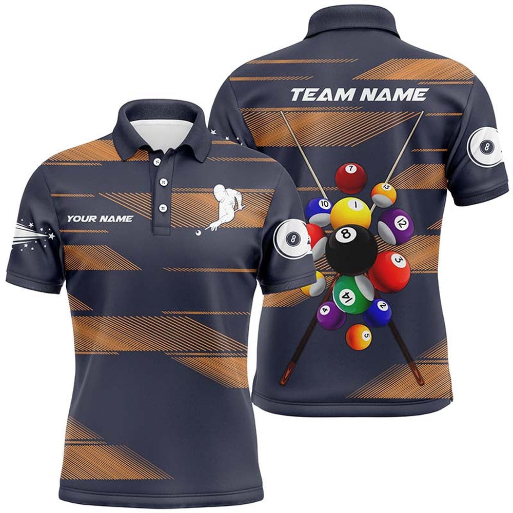 Billiard Polo Shirts, Personalized Billiard Balls 3D Polo Shirts, Custom Name 8 Ball Pool Billiards Jerseys, Billiards Team Shirts