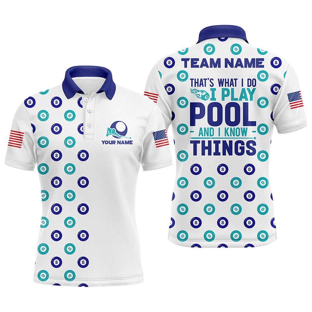 Billiard Polo Shirts, Personalized Billiard Balls 8 Pattern Polo Shirts, Custom Billiards Team Shirts, Billiards Team Shirts