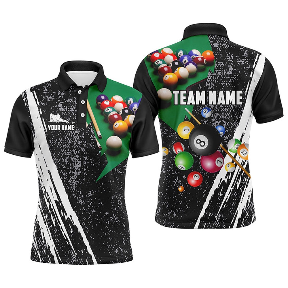 Billiard Polo Shirts, Personalized Billiard Balls Paint Black Polo Shirts, Custom Billiard Player Jerseys, Billiards Team Shirts