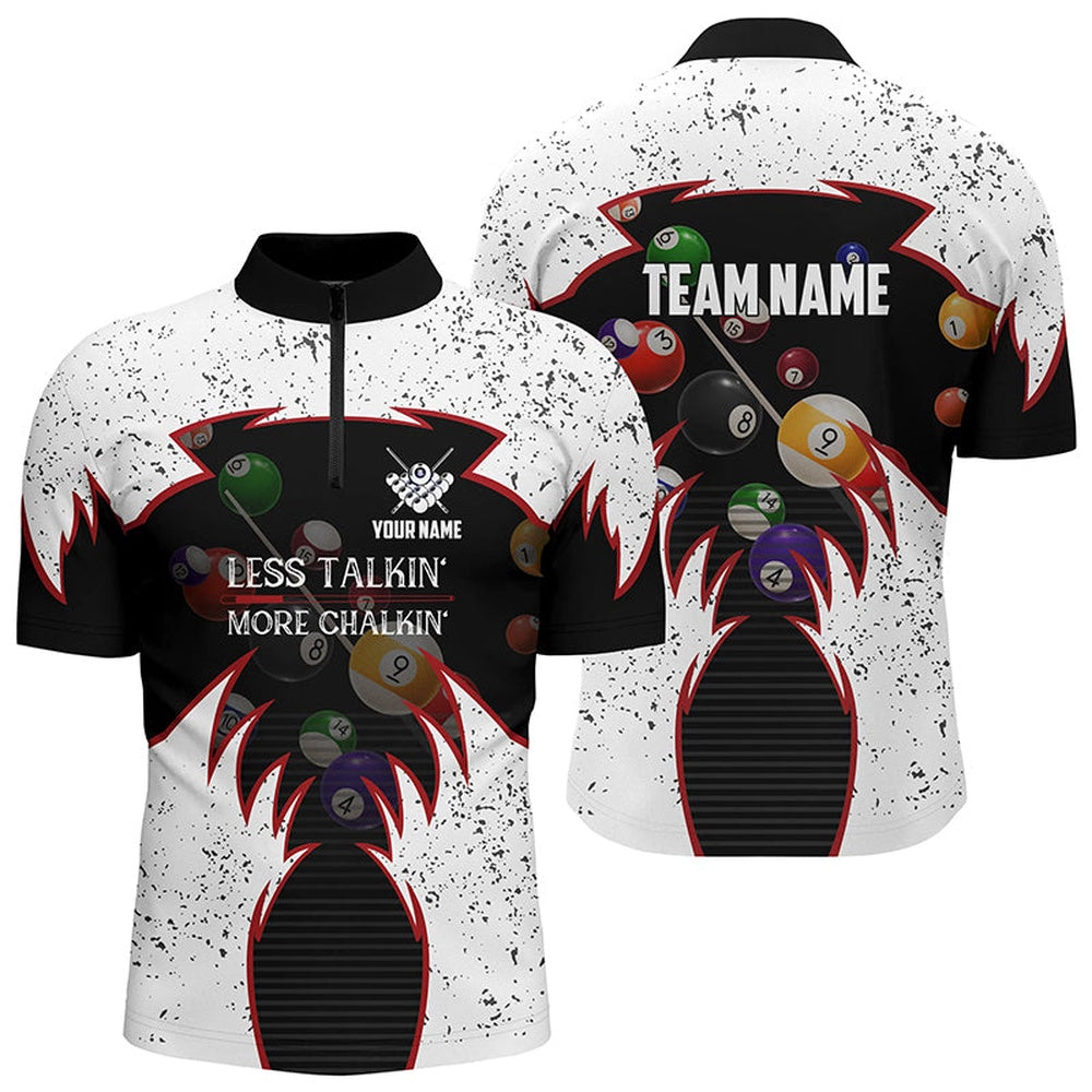 Billiard Polo Shirts, Personalized Billiard Balls Polo Shirts, Less Talkin More Chalkin Billiards Jerseys, Billiards Team Shirts