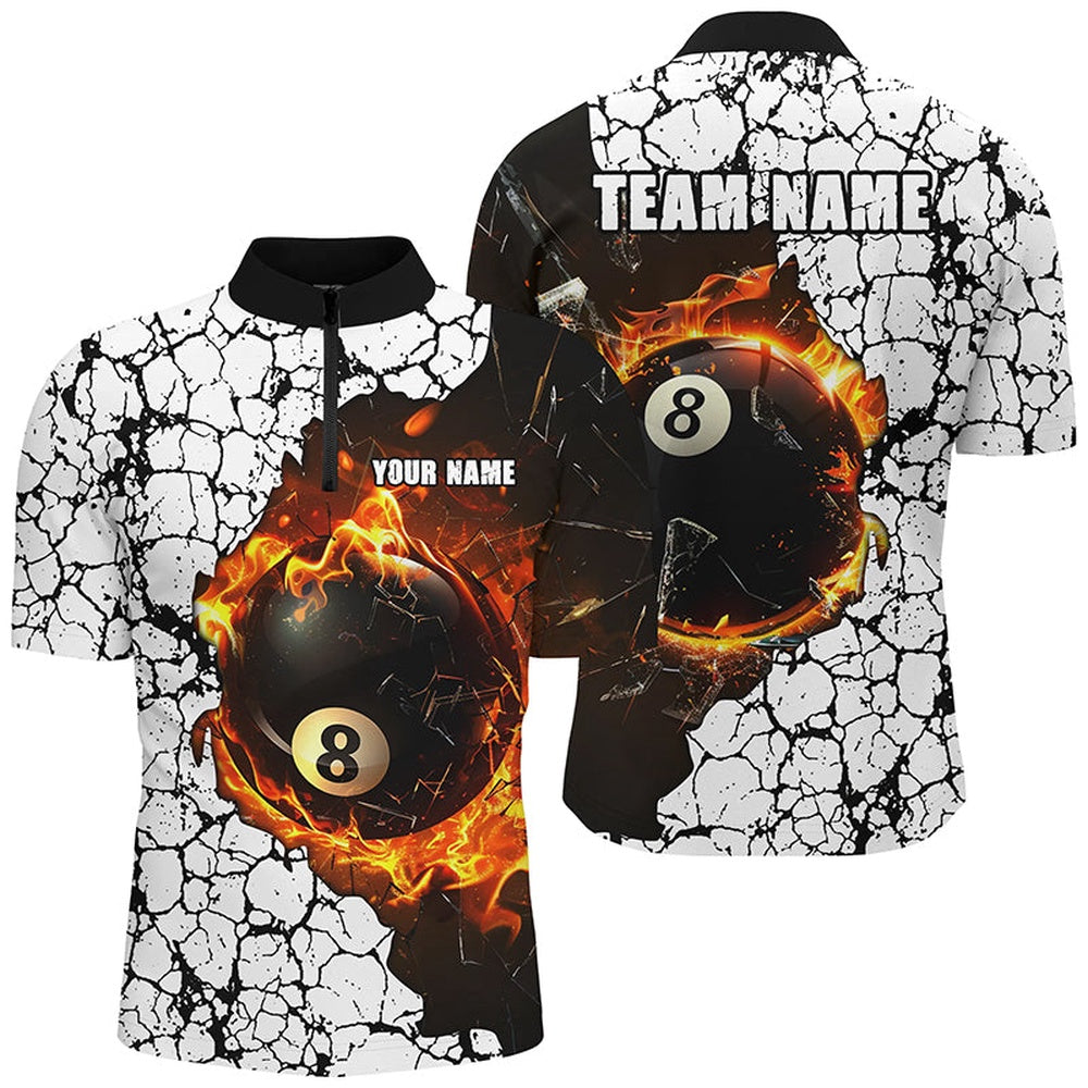 Billiard Polo Shirts, Personalized Billiard Crack 8 Ball Pool Fire Polo & Polo Shirts, Unique Billiard Jerseys, Billiards Team Shirts