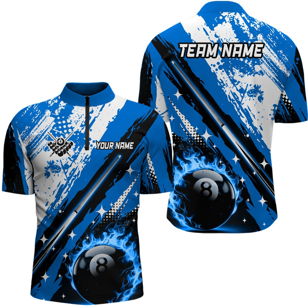 Billiard Polo Shirts, Personalized Billiard Cue 8 Ball Pool Grunge Style Polo Shirts, Best Billiard Jerseys Blue, Billiards Team Shirts
