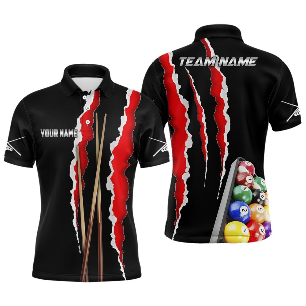 Billiard Polo Shirts, Personalized Billiard Cue Sport 3D Polo Shirts, Custom Billiard Jerseys For Pool Player, Billiards Team Shirts