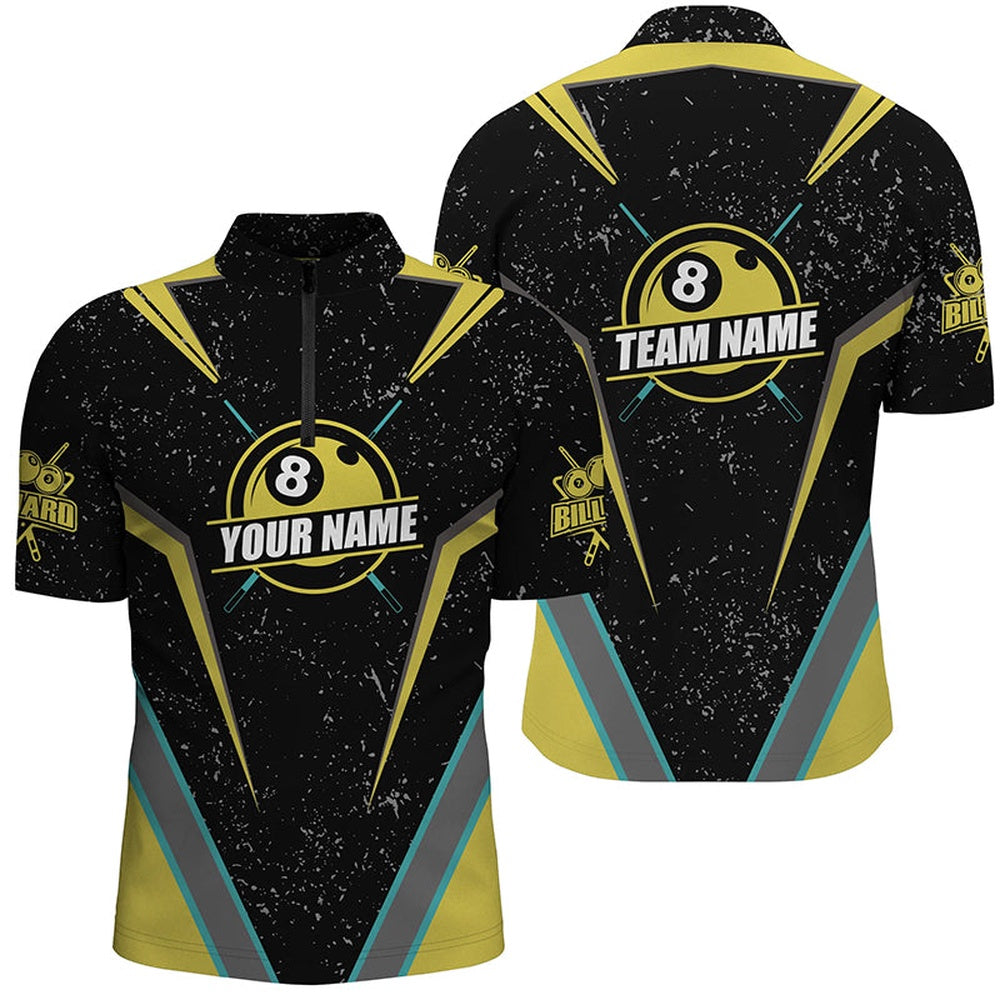 Billiard Polo Shirts, Personalized Billiard Jerseys Grunge Style Polo Shirts Custom Pool Team Jerseys For Player, Billiards Team Shirts