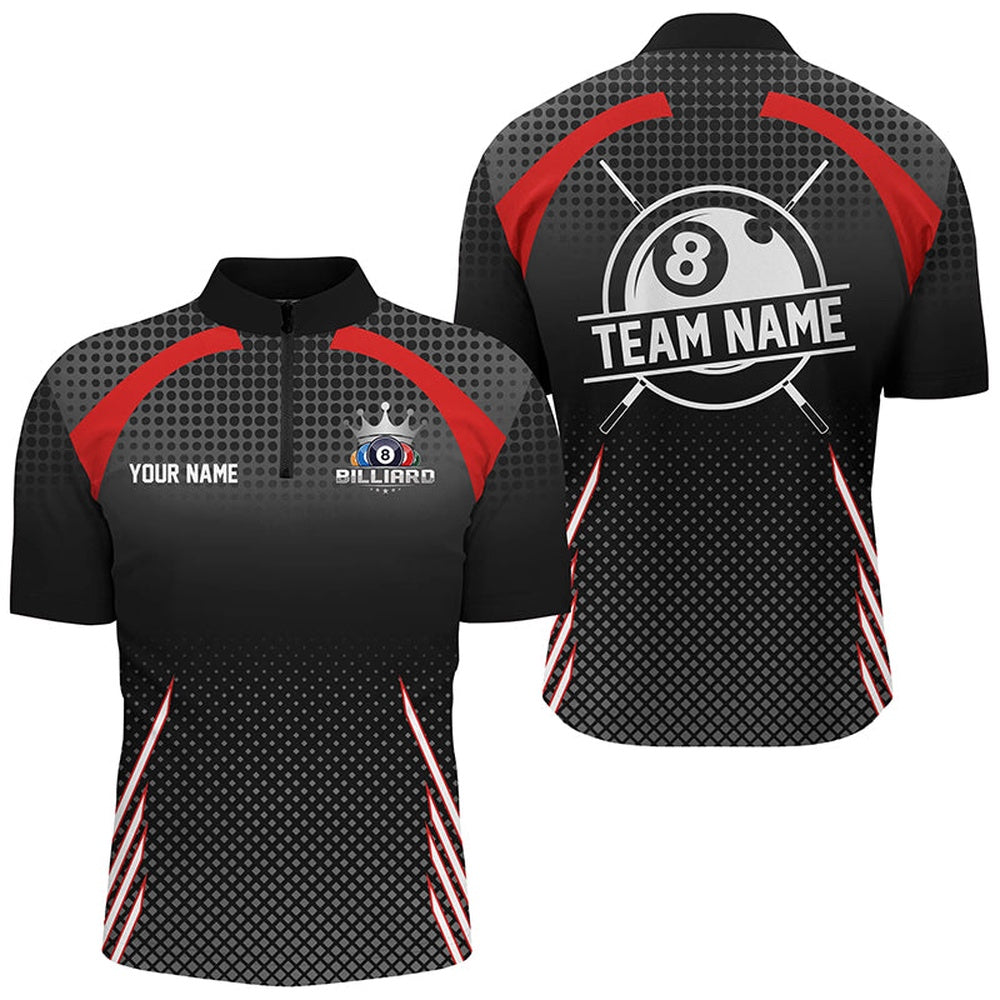 Billiard Polo Shirts, Personalized Billiard Tournat Pool Shirts, Best Custom 8 Ball Billiard Team Jerseys Red, Billiards Team Shirts