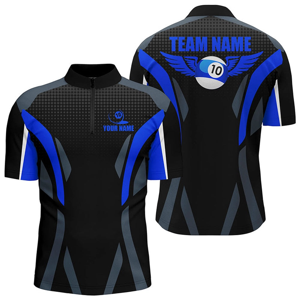 Billiard Polo Shirts, Personalized Funny 10 Ball Billiard 3D Polo Shirts, 10 Ball Wings Billiard Team Jerseys, Billiards Team Shirts