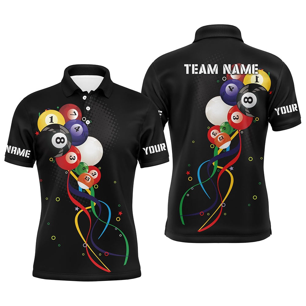 Billiard Polo Shirts, Personalized Funny Billiard Bubbles 3D Polo Shirts, Custom Name Unique Billiard Shirts, Billiards Team Shirts