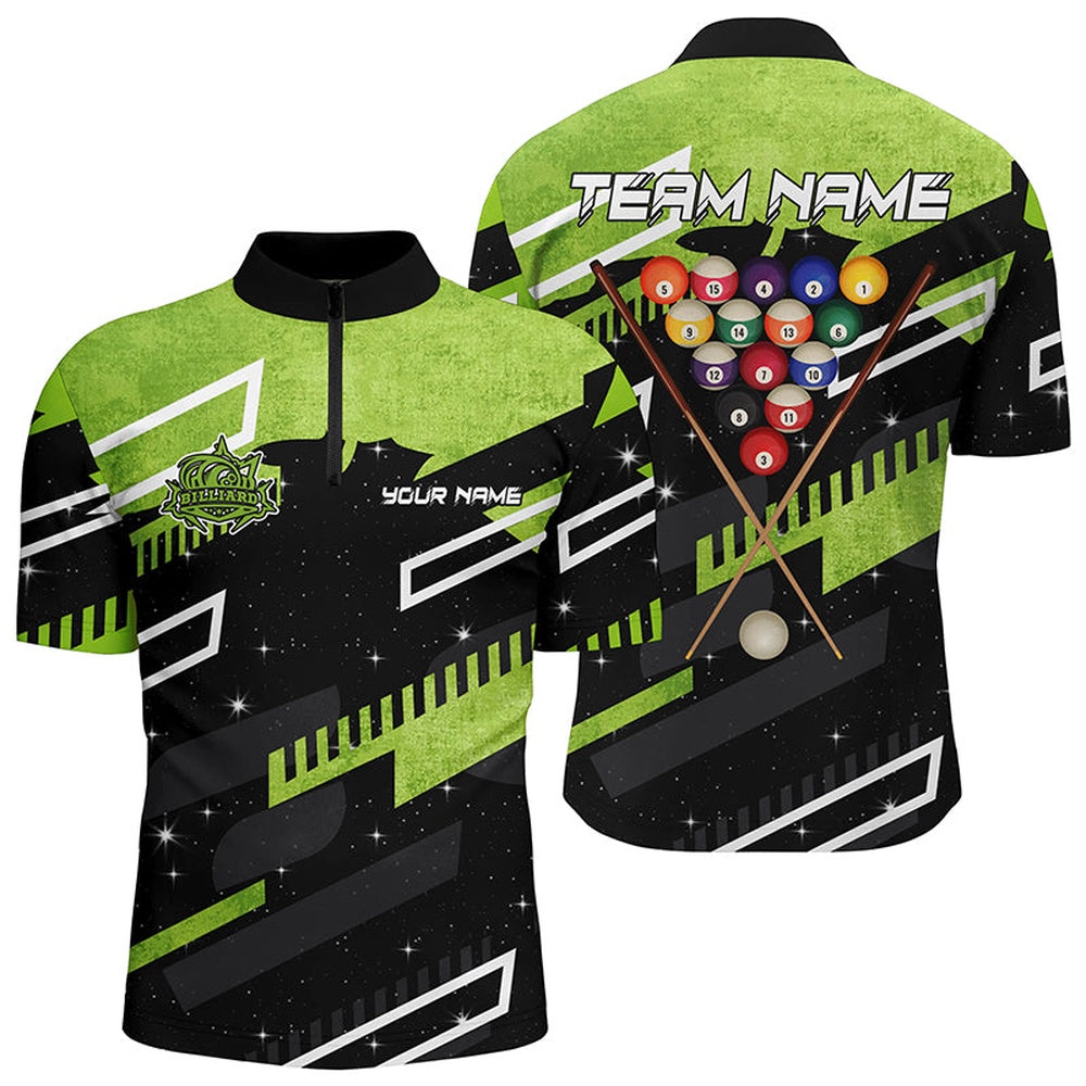 Billiard Polo Shirts, Personalized Green 8 Ball Galaxy Billiards Polo Shirts Custom 3D Billiard Jerseys Shirts, Billiards Team Shirts