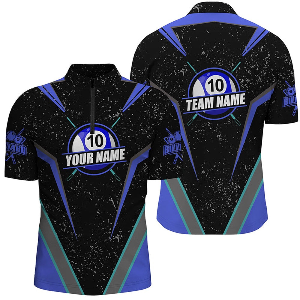 Billiard Polo Shirts, Personalized Grunge 10 Ball Billiard Polo Shirts, 10 Ball Pool Billiard Jerseys For Team, Billiards Team Shirts