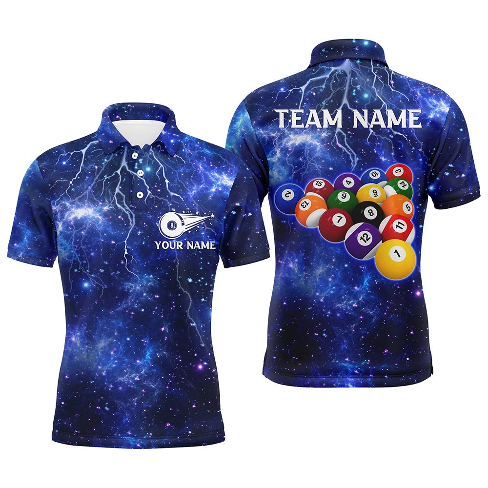 Billiard Polo Shirts, Personalized Nany Lightning Thunder 3D Billiard Polo Shirts Custom Billiard Jerseys Team, Billiards Team Shirts
