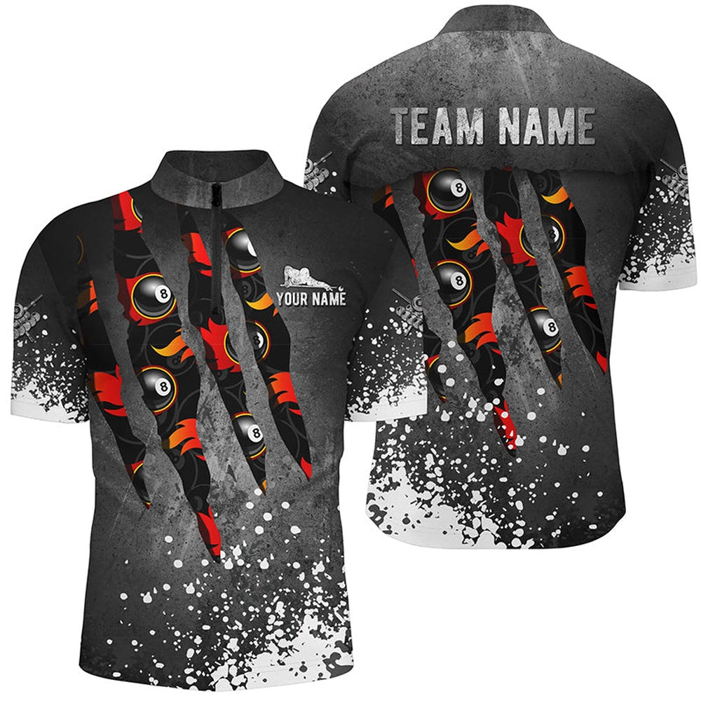 Billiard Polo Shirts, Personalized Paint White 8 Ball Fire Billiard 3D Polo Shirts, Custom 8 Ball Pool Jerseys, Billiards Team Shirts
