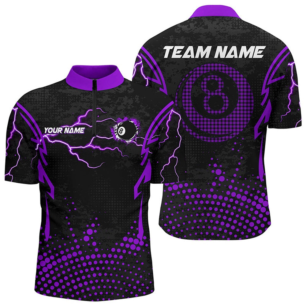 Billiard Polo Shirts, Personalized Purple 8 Ball Point 3D Billiard Polo Shirts Best Custom Billiards Apparel Clothing, Billiards Team Shirts