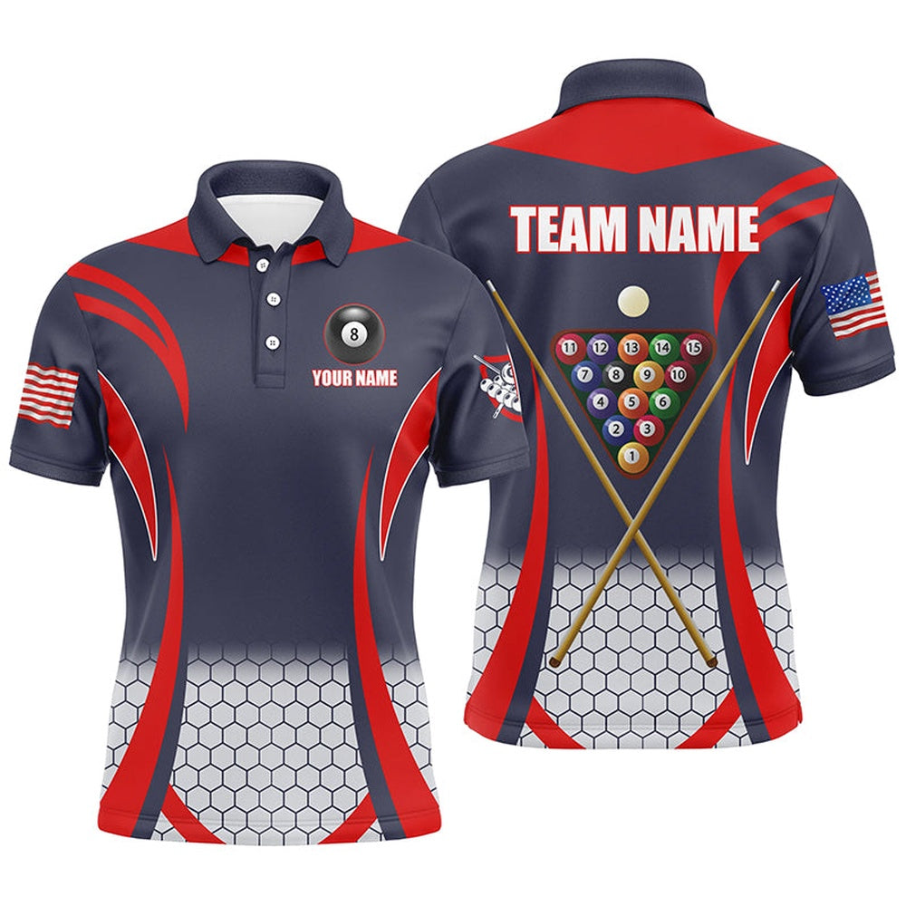 Billiard Polo Shirts, Personalized Red 8 Bal Pool Billiard Jerseys Polo Shirts, Best Team League Billiard Shirts, Billiards Team Shirts