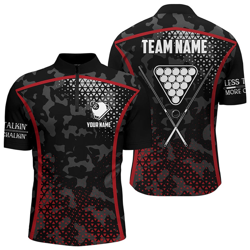 Billiard Polo Shirts, Personalized Red Black 8 Ball Pool Polo Shirts, Custom Billiard Balls Team Jerseys, Billiards Team Shirts
