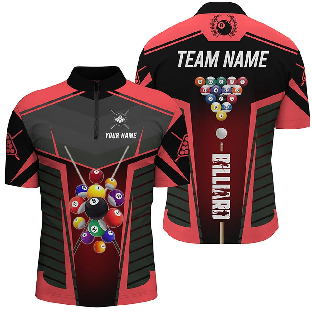 Billiard Polo Shirts, Personalized Red Jerseys Billiard Balls Polo Shirts Custom 3D Pool League Shirts, Billiards Team Shirts