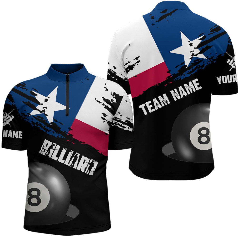 Billiard Polo Shirts, Personalized Texas Flag Billiard Games Polo Shirts, Patriotic Billiard Texas Sports Shirts, Billiards Team Shirts