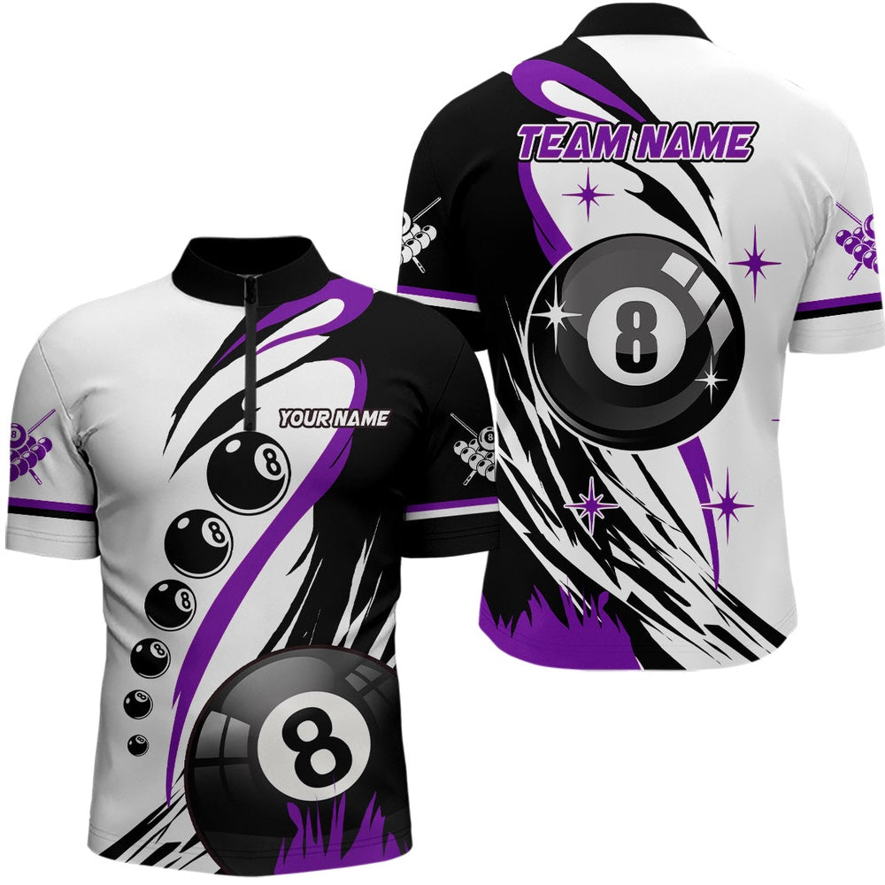 Billiard Polo Shirts, Purple Jerseys Billiard 8 Ball Pool Polo Shirt Best Custom Billiard Team Shirts, Billiards Team Shirts