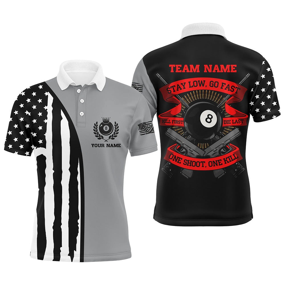 Billiard Polo Shirts, Vintage American Flag Billiard Personalized Polo Shirts Funny Saying Billiard Shirts, Billiards Team Shirts