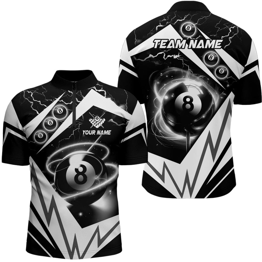Billiard Polo Shirts, White 8 Ball Pool Billiard Jersey Custom Billiard Polo Shirts Team League Billiard Shirts, Billiards Team Shirts