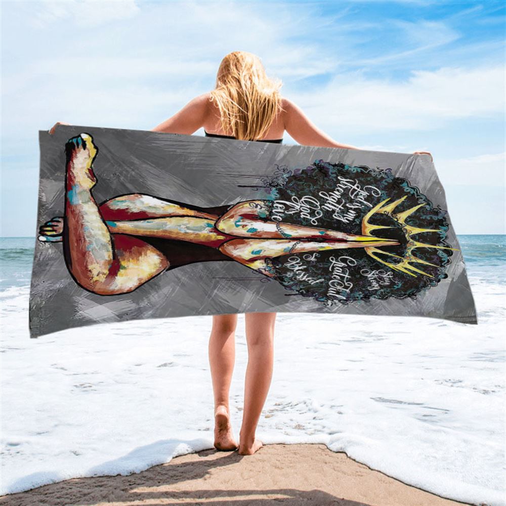 Black Queen African American God Is Love Beach Towel - Christian Wall Beach Towel - Religious Beach Towel