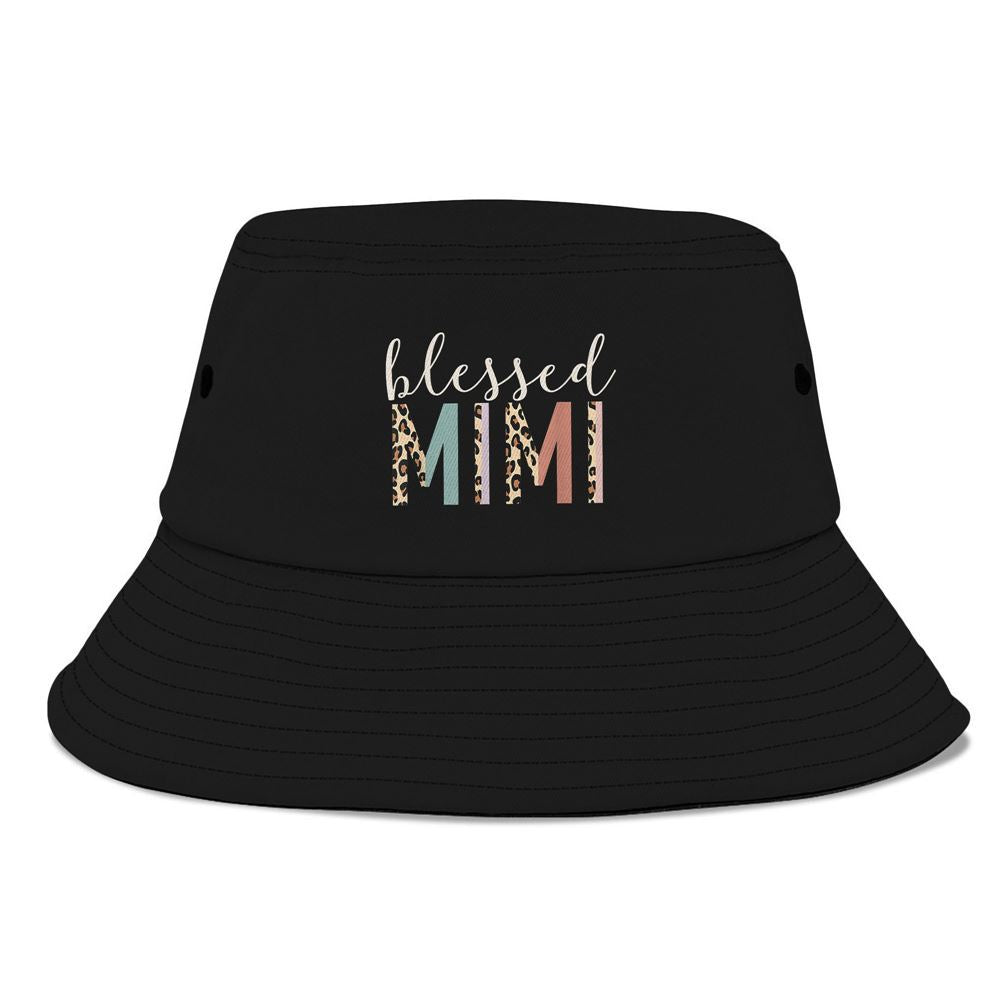 Blessed Mimi Cute Leopard Print Bucket Hat, Mother's Day Bucker Hat, Mother's Day Gift, Women's Sun Hats
