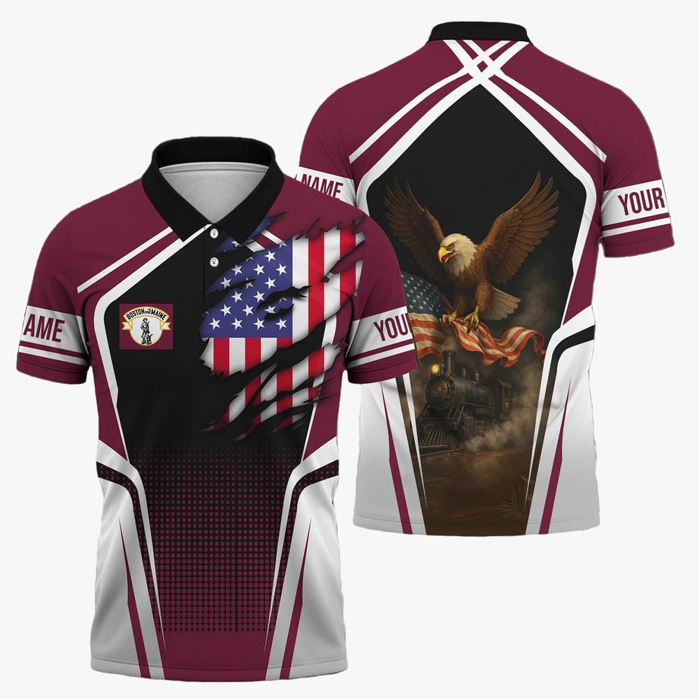 Boston and Maine Railroad Polo Shirt, American Eagle Vintage Train Shirt