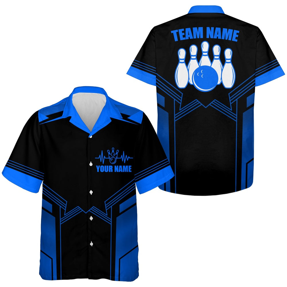 Bowling Hawaiian Shirt, Hawaiian Bowling Shirt For Men, Custom Blue Bowling Jersey Men'S Bowling Team Shirt, Custom Bowling Team Shirts