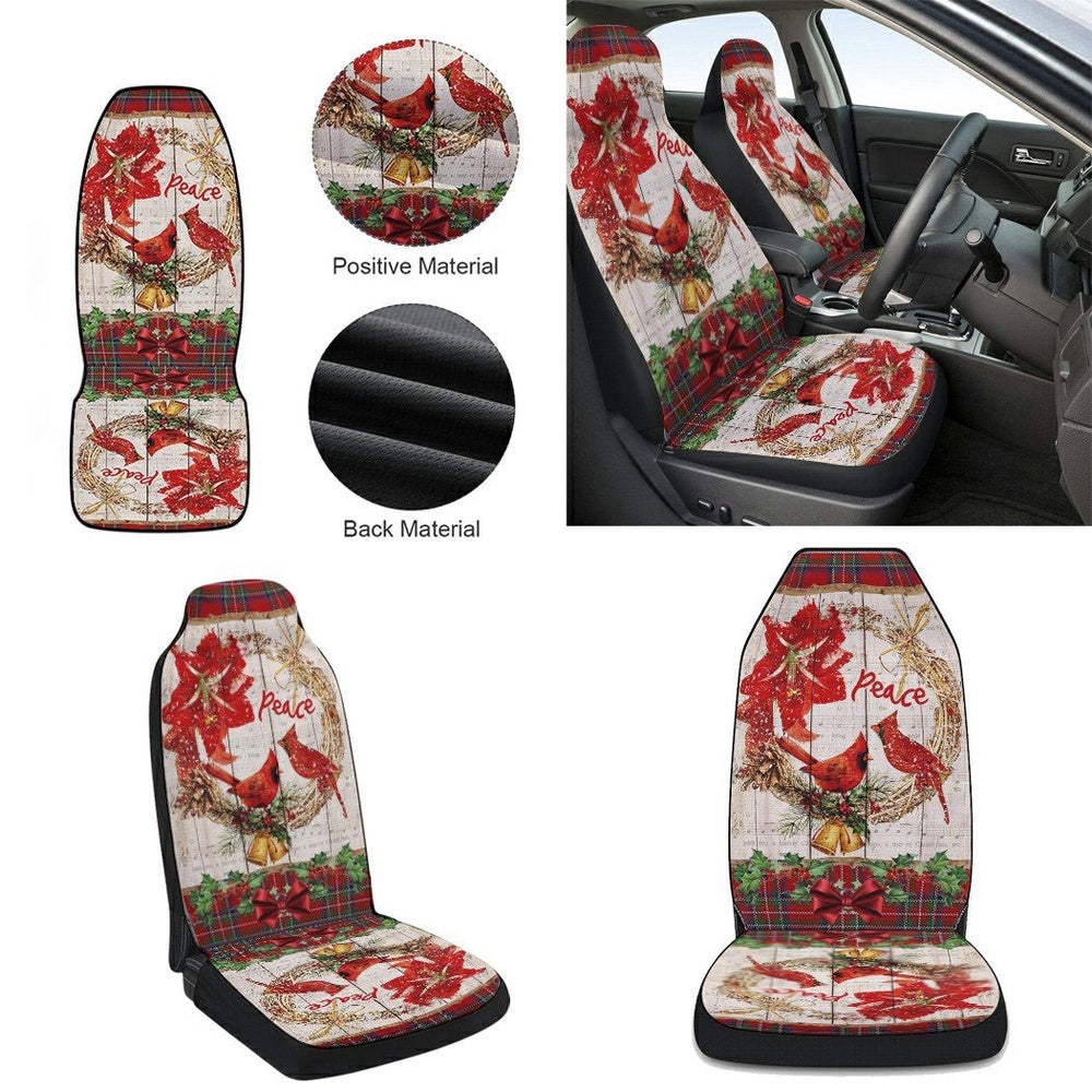 Cardinal Peace Christmas Cars Seat Cover, Christmas Car Seat Covers, Car Decor Gift