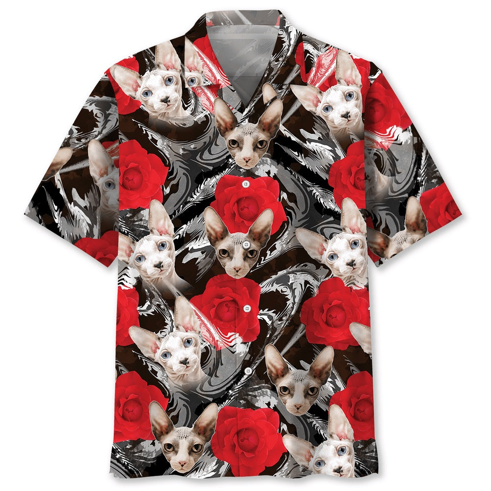 Cat Rose Hawaiian Shirt, Cat Hawaiian Shirt, Funny Hawaiian Shirts