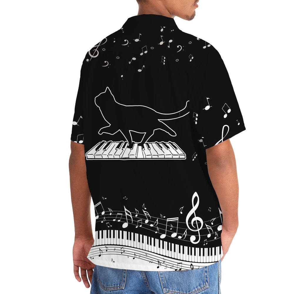 Cat Walk Piano Hawaiian Shirt, Cat Hawaiian Shirt, Funny Hawaiian Shirts