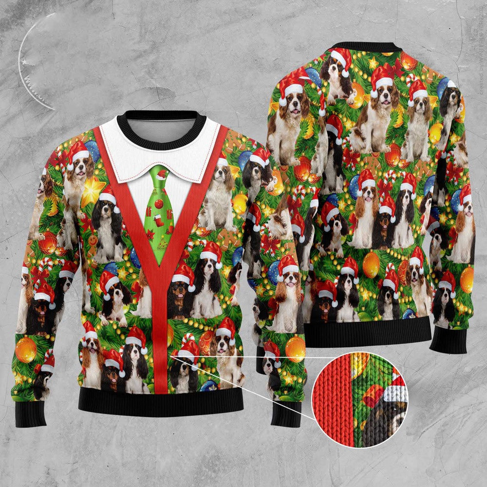 Cavalier King Charles Spaniel Xmas Pine Ugly Christmas Sweater, Funny Xmas Sweater, Sweater Xmas