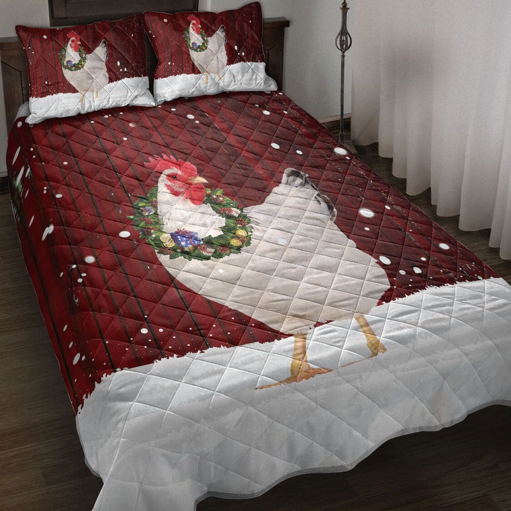 Chicken Quilt Set, Chicken Wreathmas Farm Chicken Quilt Blanket